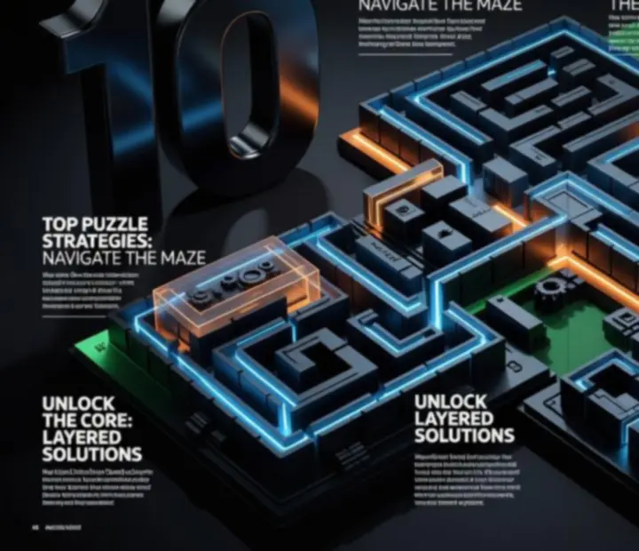 Prémium puzzle-magazin stílusú 3D labirintusdiagram Top 10 stratégiai kiemeléssel